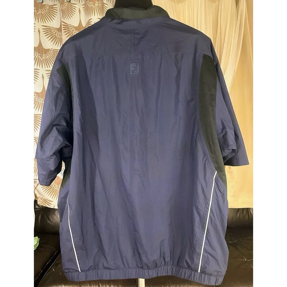 FootJoy DryJoys Jacket XL Blue Black Lake Of Isles 1/2 Zip Snap Short Sleeve